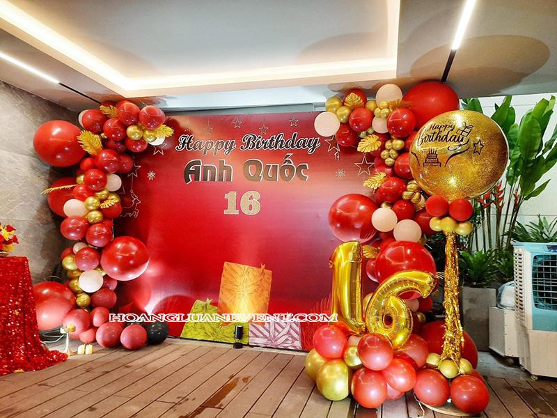 Backdrop sinh nhật tông màu đỏ