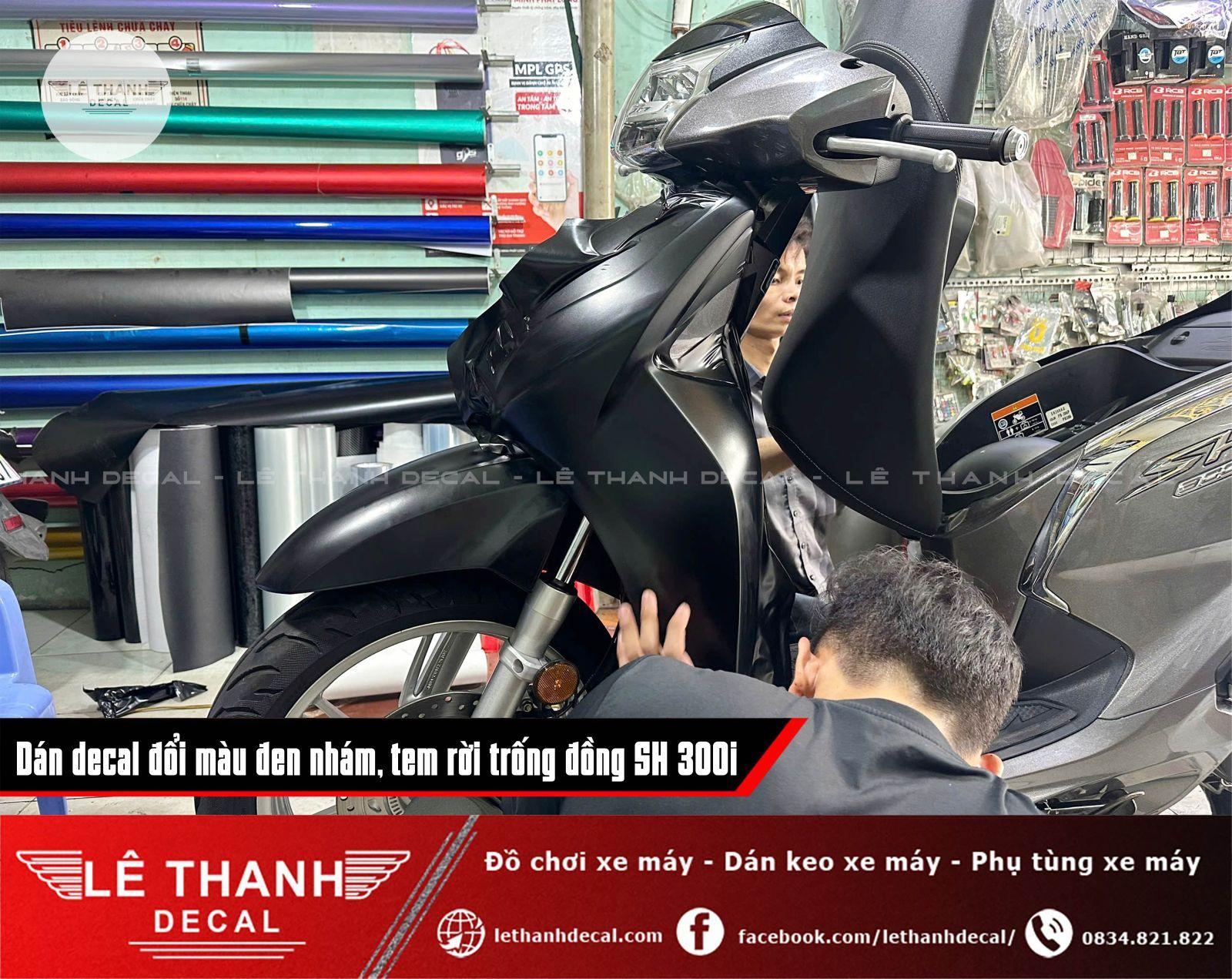 Dán decal đổi màu đen nhám, tem rời trống đồng SH 300i