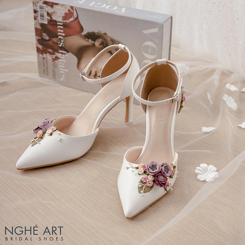 Giày cưới Nghé Art hoa hồng tím vintage 343 new - Ảnh 1 - Nghé Art Bridal Shoes - 0822288288