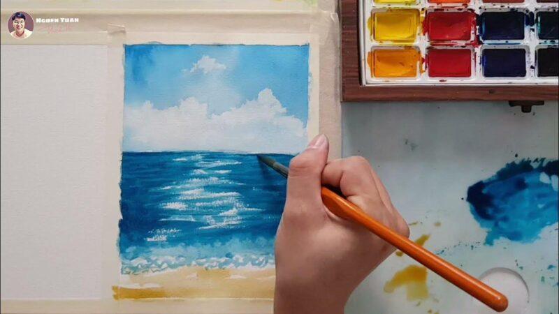 Hướng dẫn các bước vẽ bầu trời và mây chân thực bằng màu chì cho tranh phong cảnh